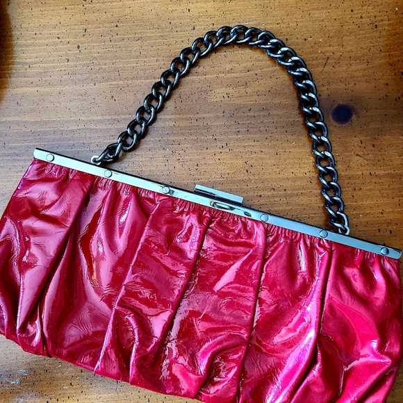 Perlina Patent Leather Red Clutch - Picture 1 of 4